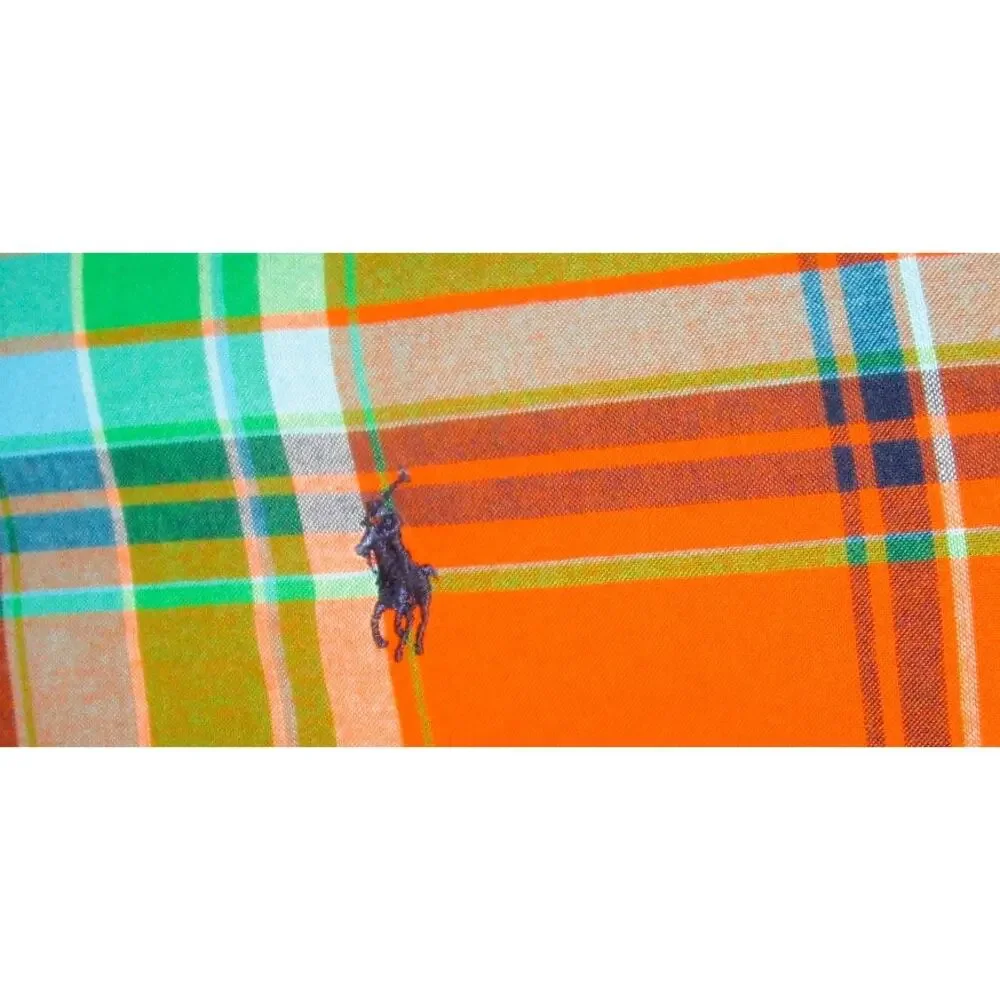 Ralph Lauren Boys Bright Plaid Button Down Shirt Orange Green Blue Size Small 8